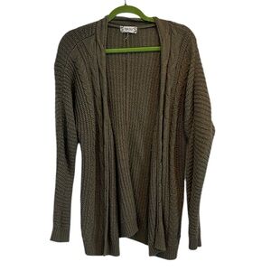 Pink Rose | Olive Green Cable Knit Cardigan